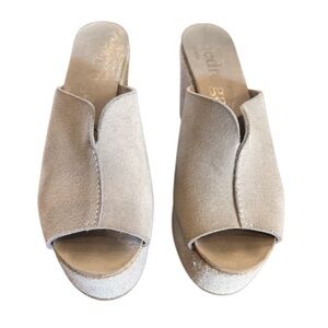 Pedro Garcia Open-Toe Slide Mules in Light Taupe